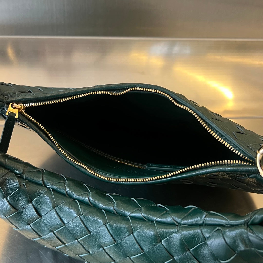 BOTTEGA VENETA MEDIUM GEMELLI 36 DARK GREEN LAMBSKIN