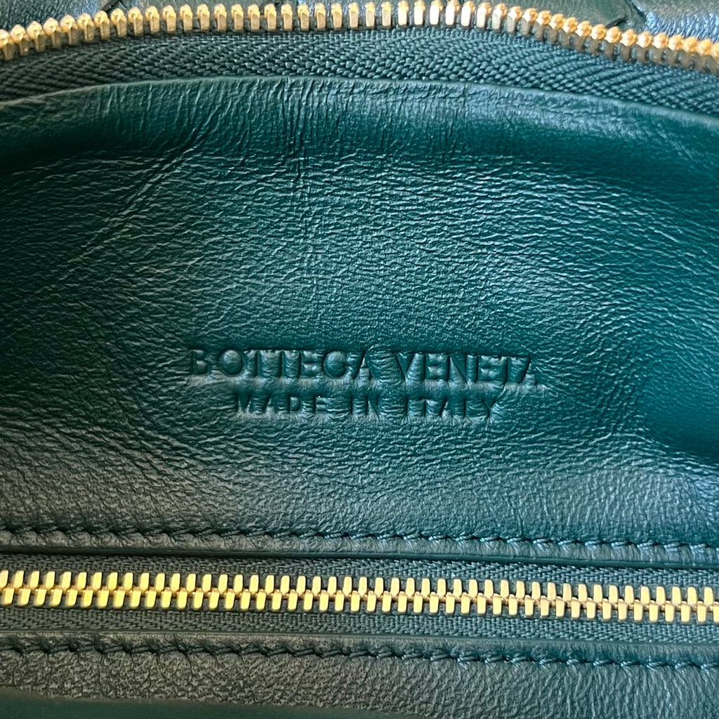 BOTTEGA VENETA MEDIUM GEMELLI 36 DARK GREEN LAMBSKIN