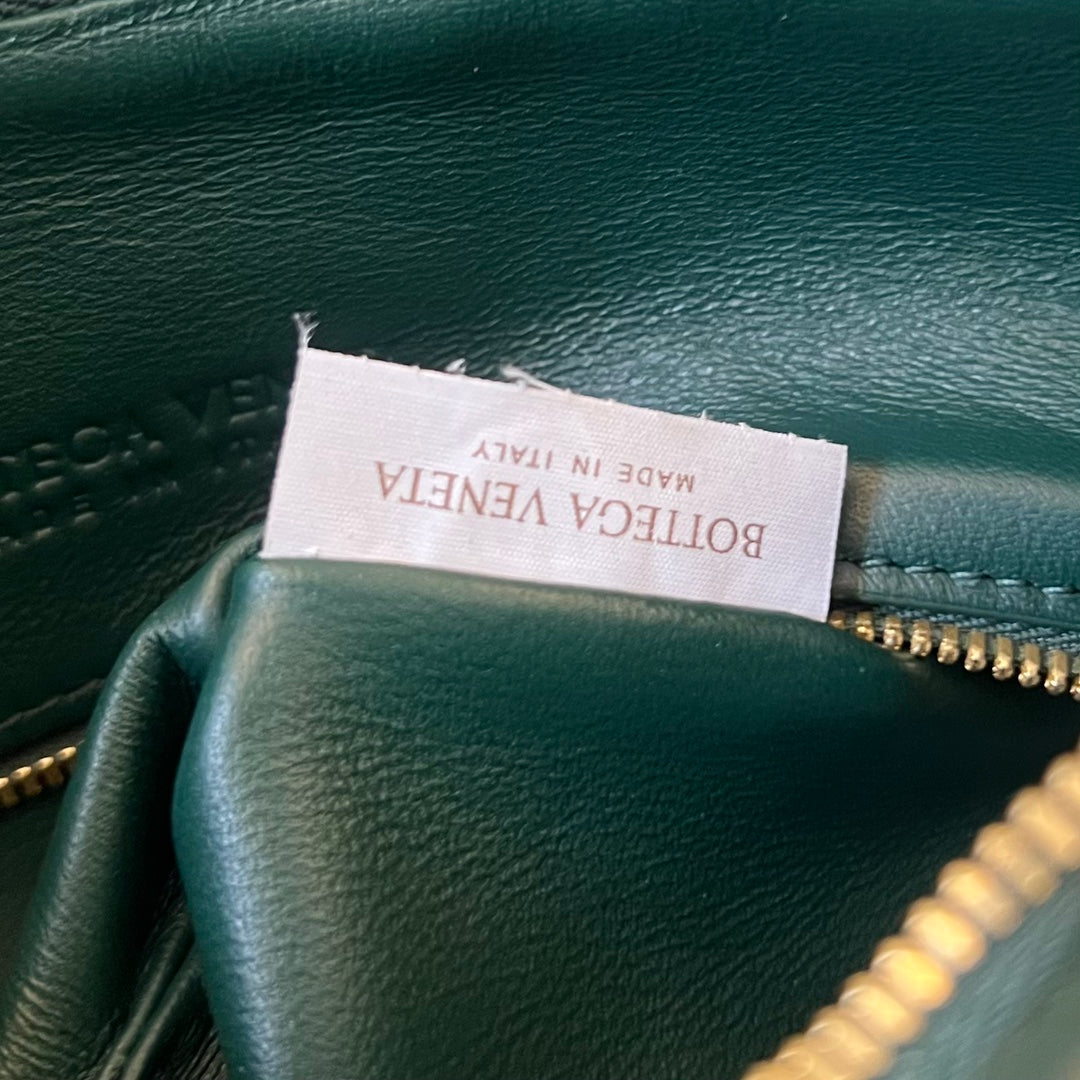 BOTTEGA VENETA MEDIUM GEMELLI 36 DARK GREEN LAMBSKIN