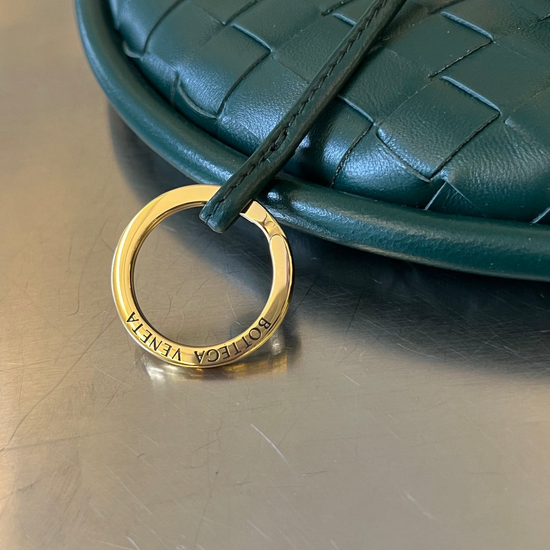 BOTTEGA VENETA MEDIUM GEMELLI 36 DARK GREEN LAMBSKIN