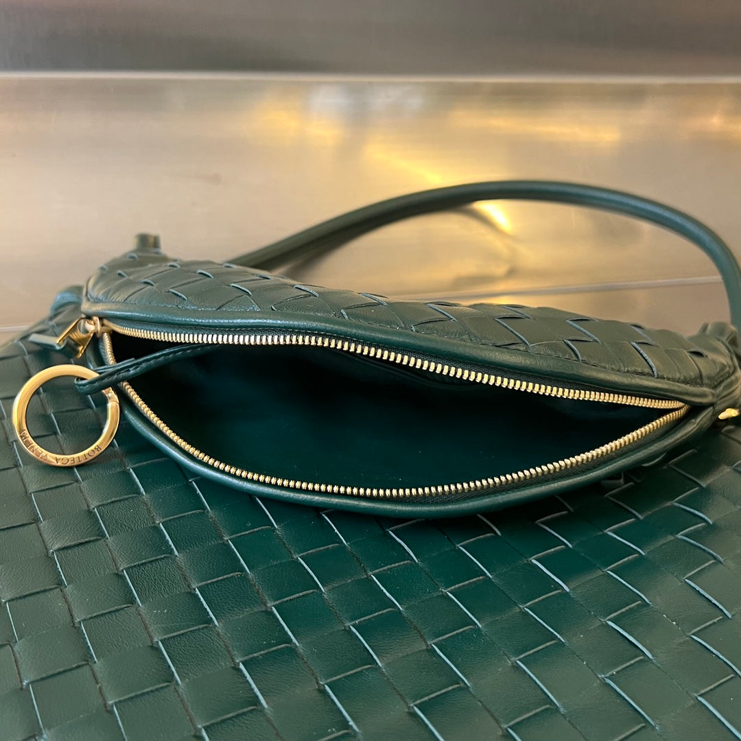 BOTTEGA VENETA MEDIUM GEMELLI 36 DARK GREEN LAMBSKIN