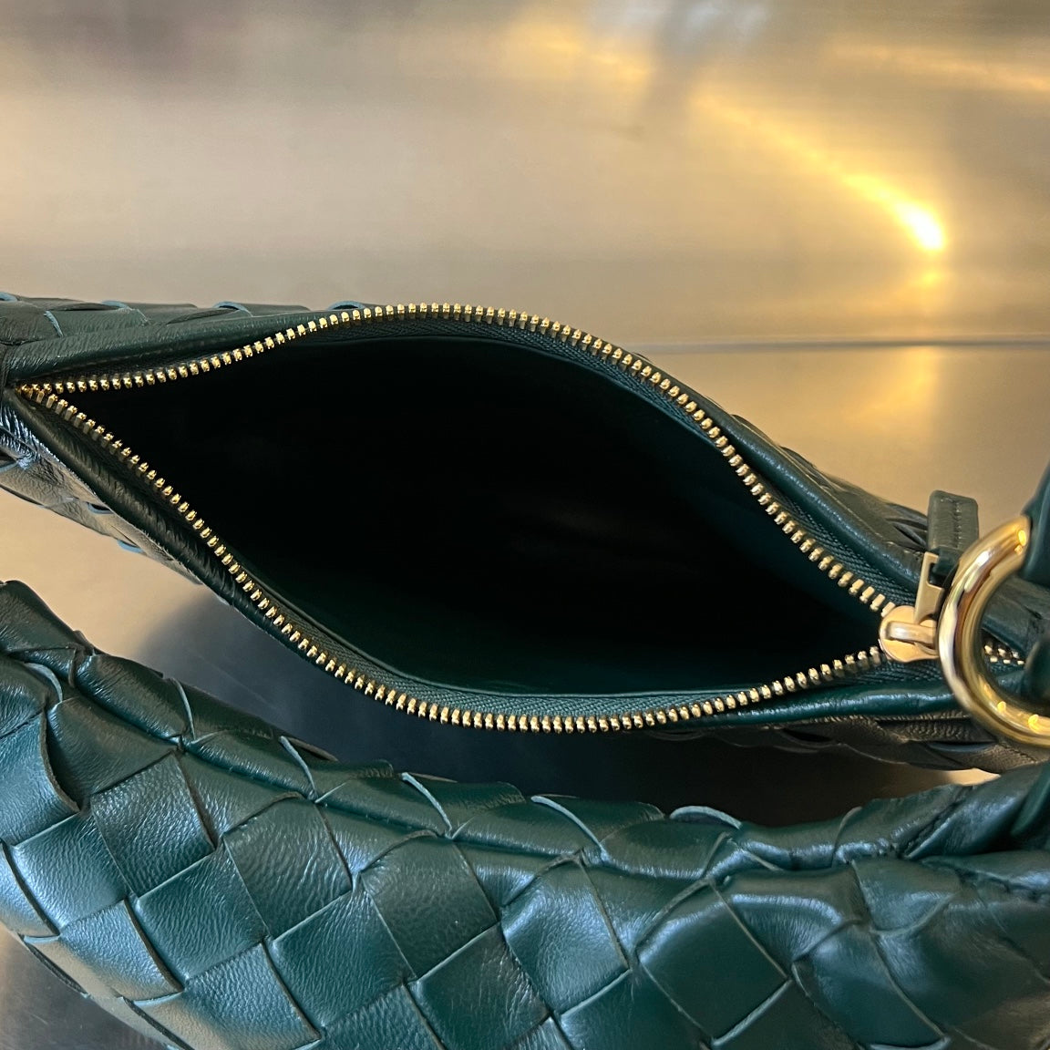 BOTTEGA VENETA SMALL GEMELLI 24 IN DARK GREEN LAMBSKIN