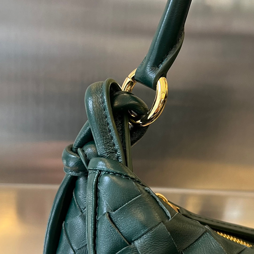 BOTTEGA VENETA SMALL GEMELLI 24 IN DARK GREEN LAMBSKIN