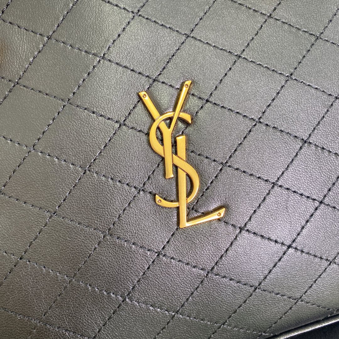SAINT LAURENT TRAVEL BAG 31 IN KHAKI GREEN LAMBSKIN GOLD HARDWARE
