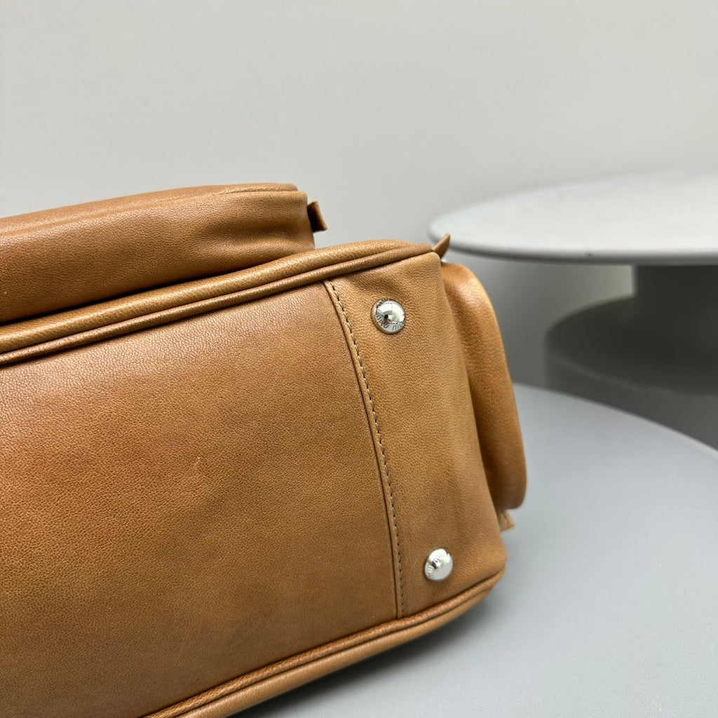 MIU MIU BIKER BAG 31 IN CARAMEL BROWN CALFSKIN