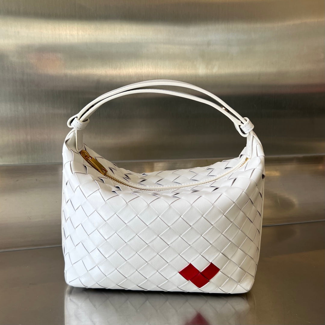 BOTTEGA VENETA WALLACE 22 BAG IN WHITE MIX RED CALFSKIN