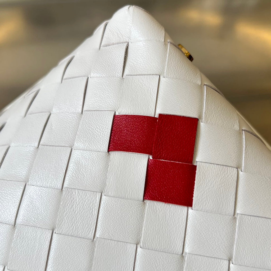 BOTTEGA VENETA WALLACE 22 BAG IN WHITE MIX RED CALFSKIN
