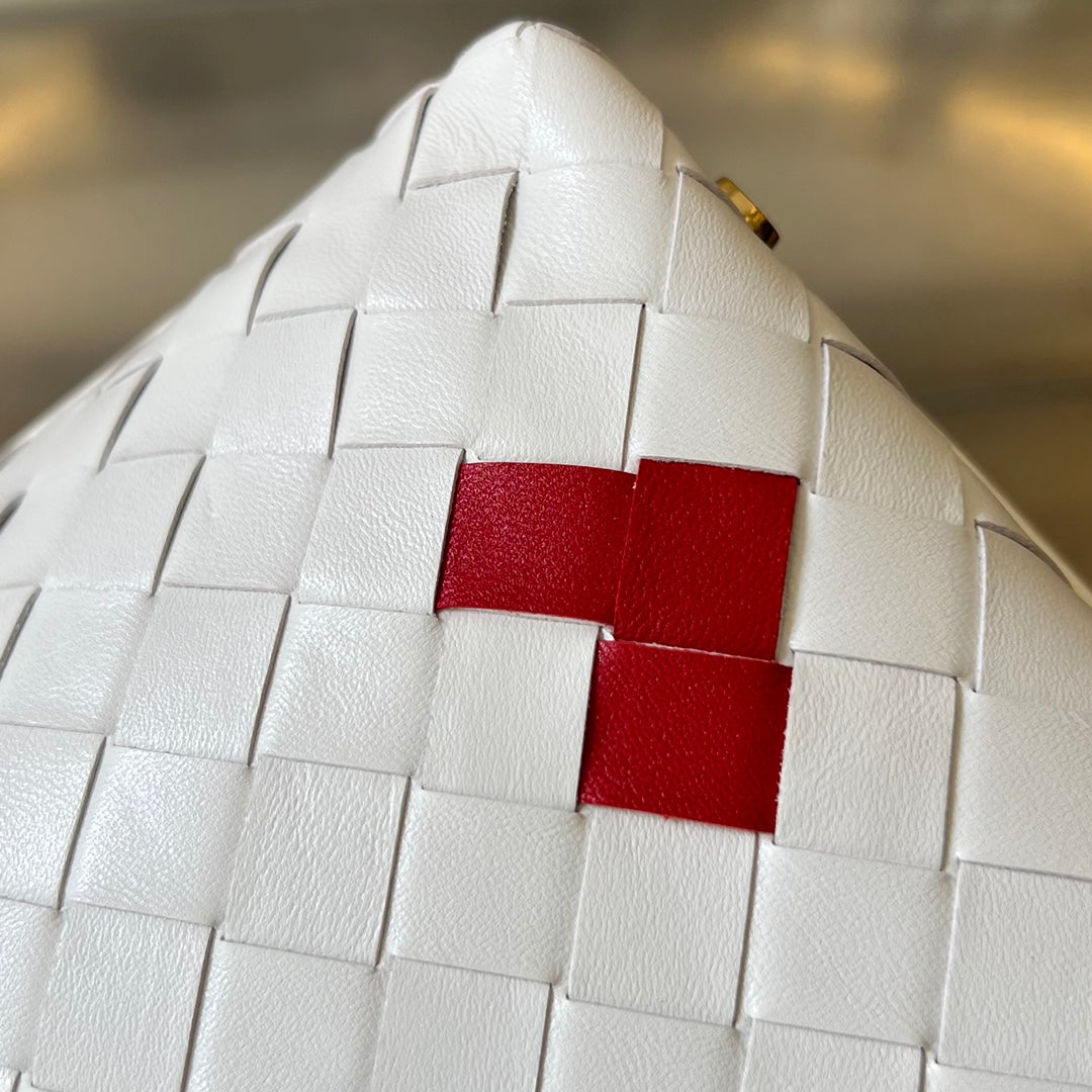 BOTTEGA VENETA WALLACE 22 BAG IN WHITE MIX RED CALFSKIN