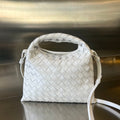 BOTTEGA VENETA MINI HOP 25 IN WHITE CALFSKIN