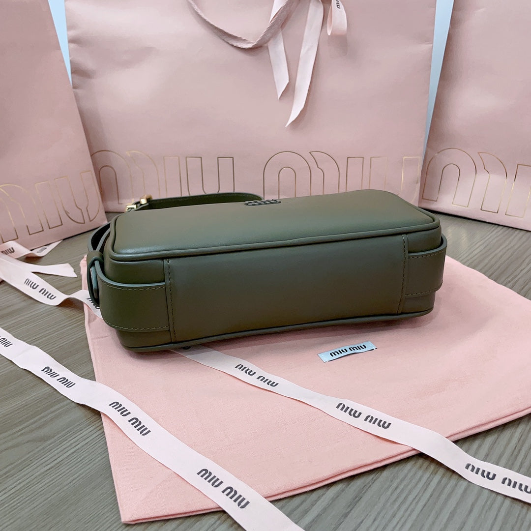 MIU MIU BAGUETTE BAG 24 IN KELP GREEN CALFSKIN