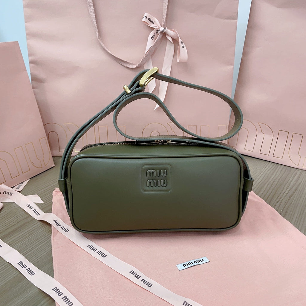 MIU MIU BAGUETTE BAG 24 IN KELP GREEN CALFSKIN