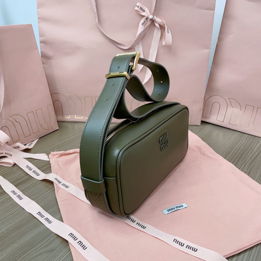 MIU MIU BAGUETTE BAG 24 IN KELP GREEN CALFSKIN