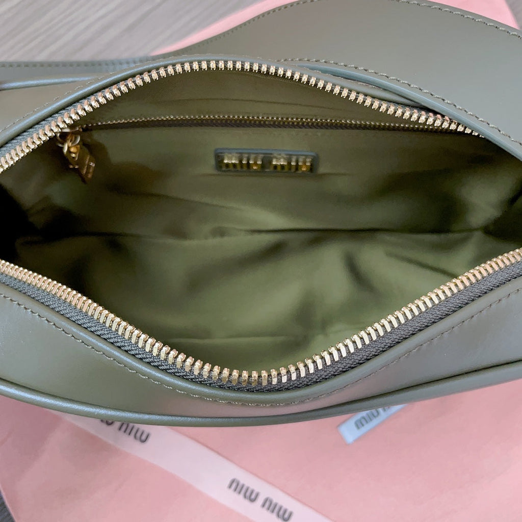 MIU MIU BAGUETTE BAG 24 IN KELP GREEN CALFSKIN