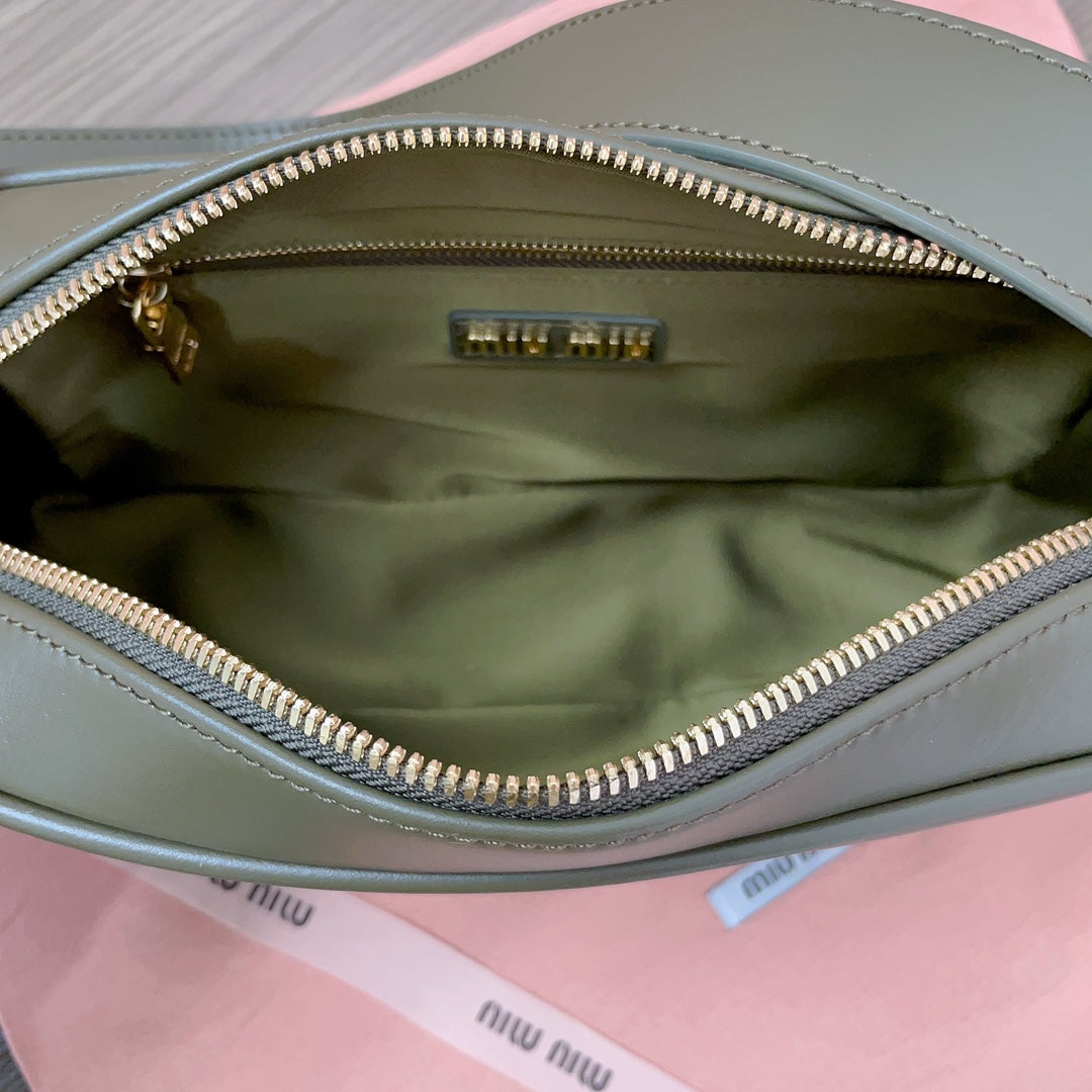 MIU MIU BAGUETTE BAG 24 IN KELP GREEN CALFSKIN