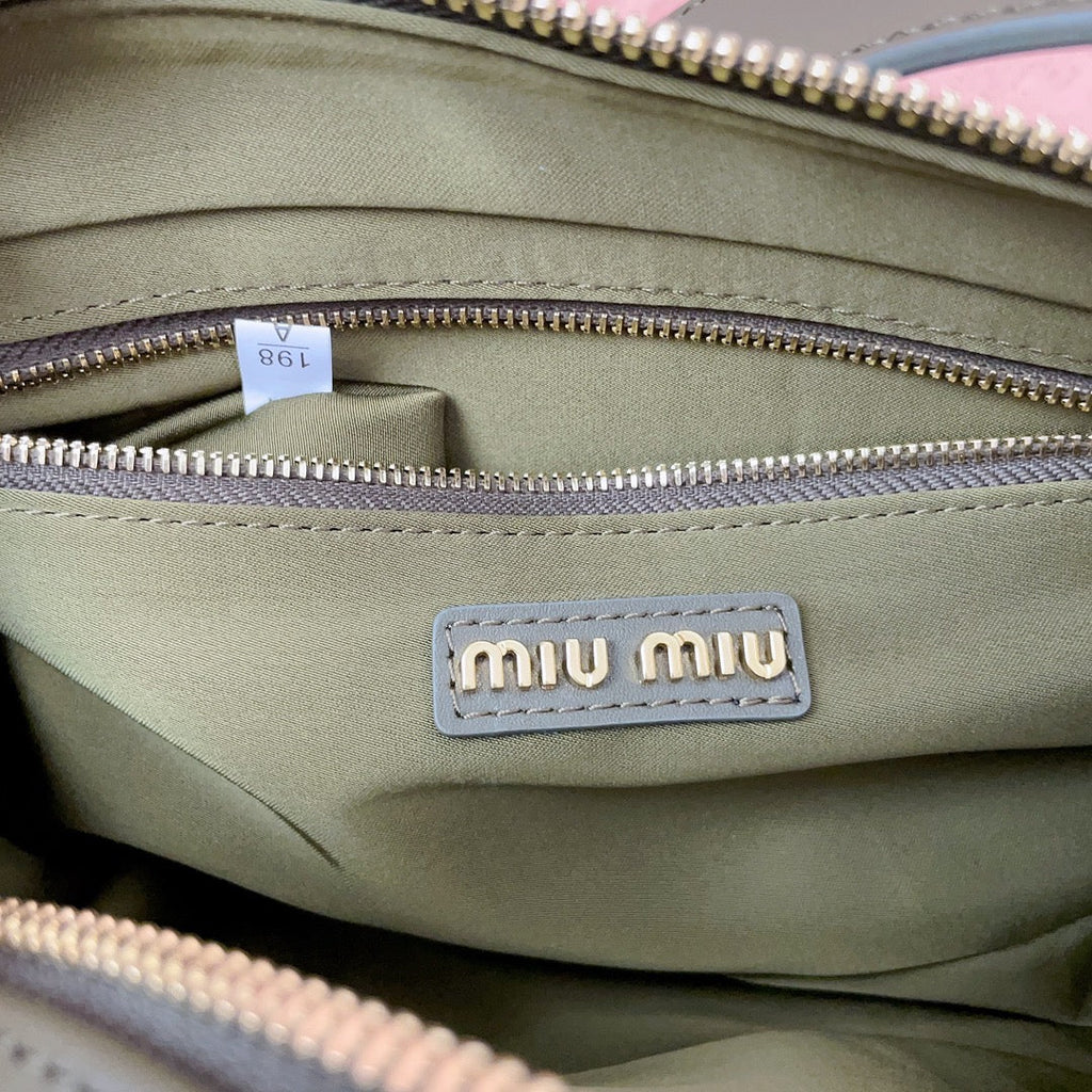 MIU MIU BAGUETTE BAG 24 IN KELP GREEN CALFSKIN