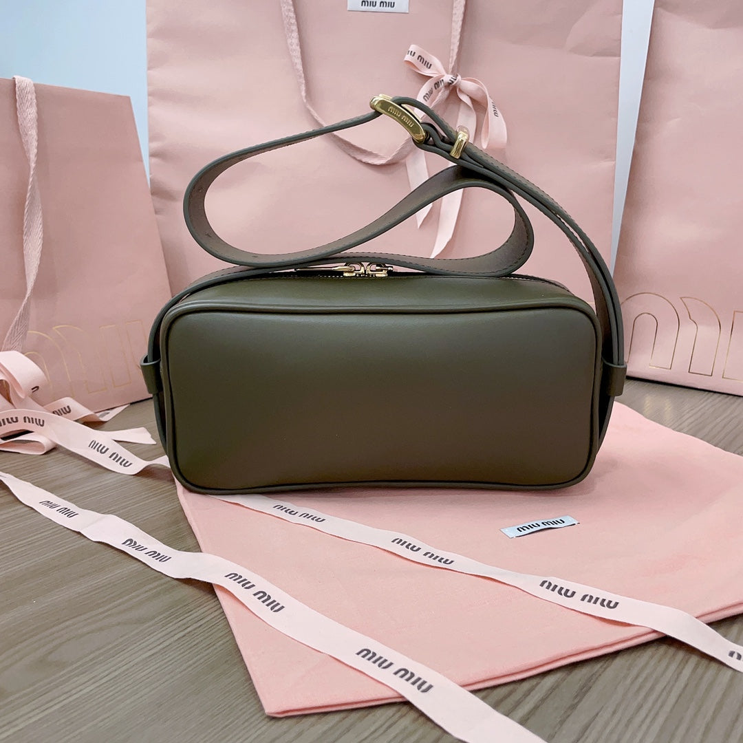 MIU MIU BAGUETTE BAG 24 IN KELP GREEN CALFSKIN