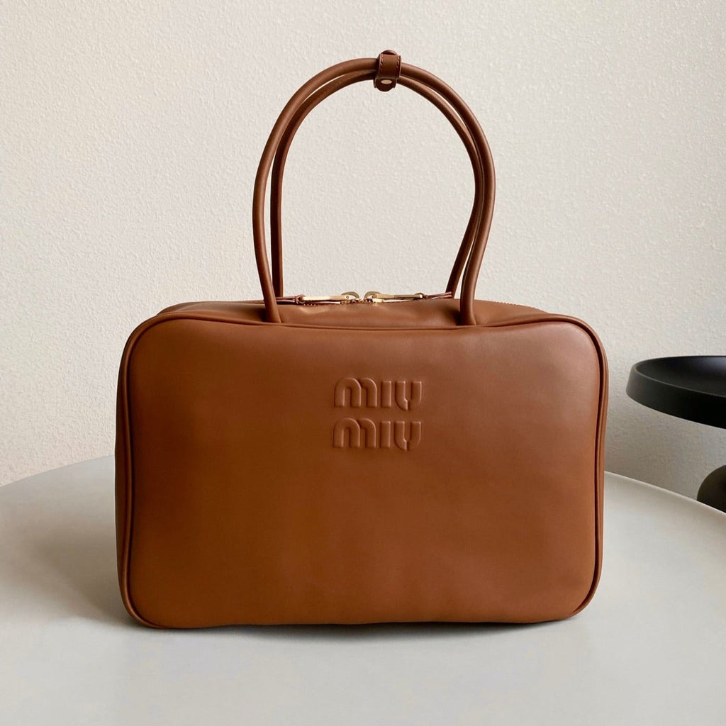 MIU MIU BEAU BAG 34 IN CARAMEL BROWN LEATHER