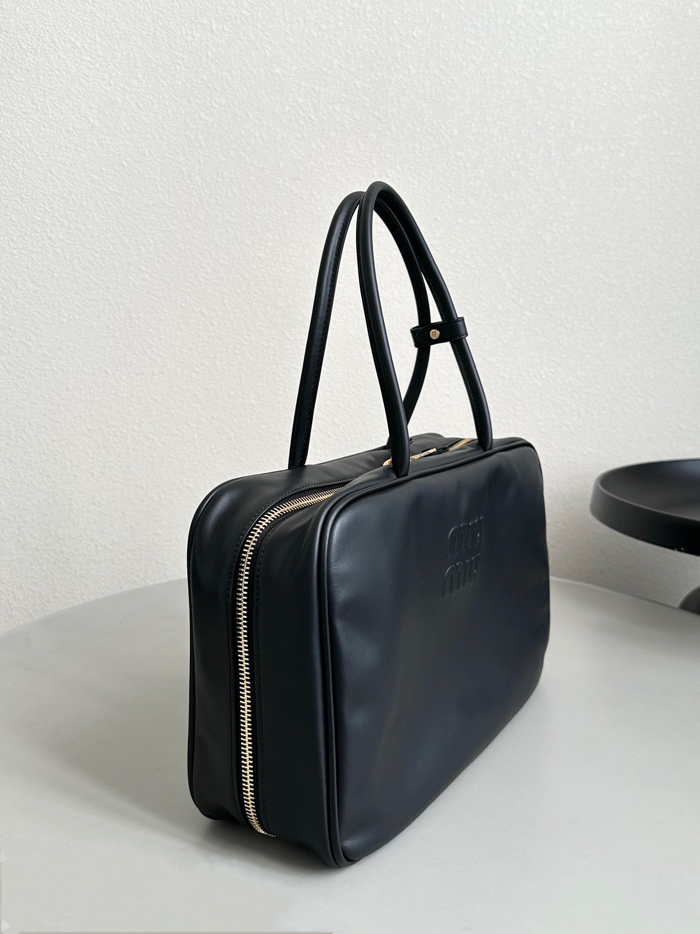 MIU MIU BEAU BAG 34 IN BLACK LEATHER