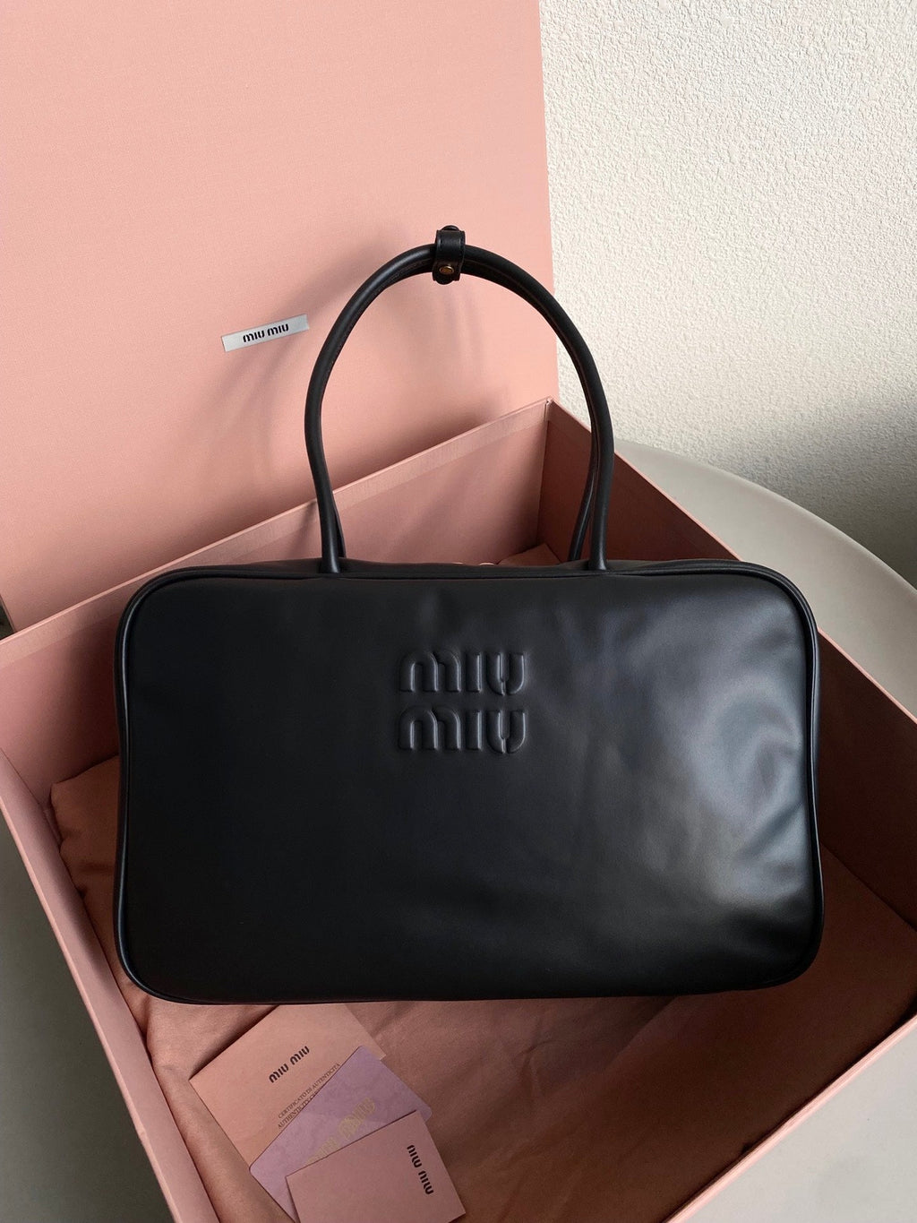 MIU MIU BEAU BAG 34 IN BLACK LEATHER