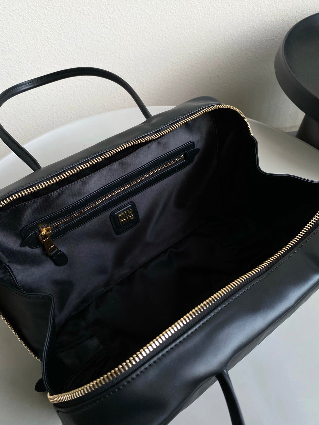 MIU MIU BEAU BAG 34 IN BLACK LEATHER