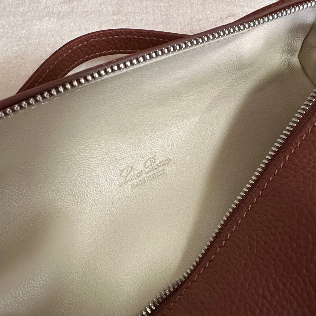 LORO PIANA EXTRA POCKET L19 IN GARNET RED CALFSKIN WITH SILVER HARDWARE
