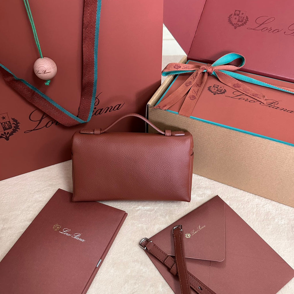 LORO PIANA EXTRA POCKET L19 IN GARNET RED CALFSKIN WITH SILVER HARDWARE