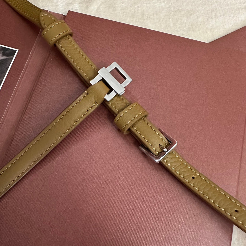 LORO PIANA EXTRA POCKET L19 IN DIJON YELLOW GRAINED CALFSKIN WITH SILVER HARDWARE