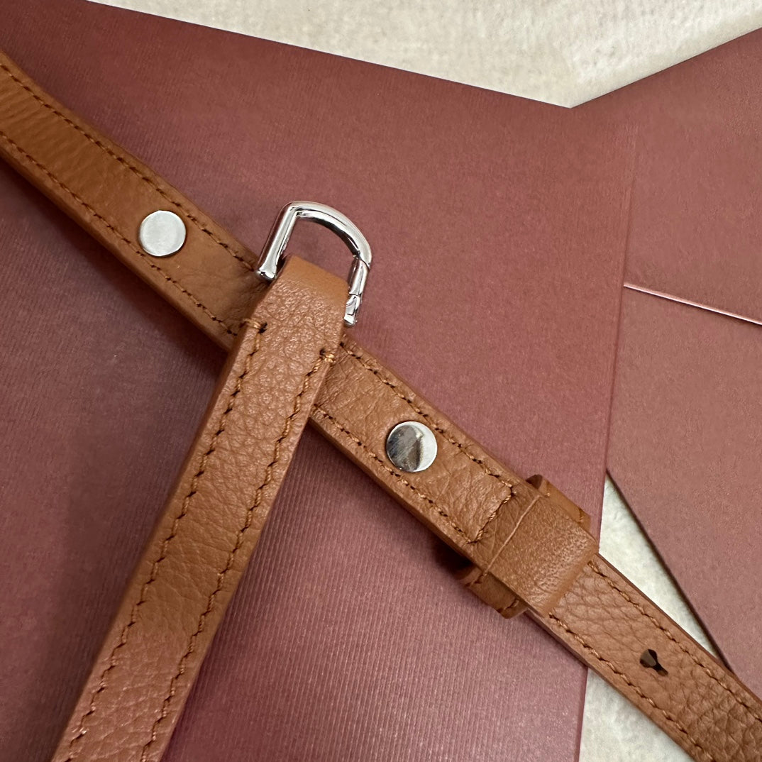 LORO PIANA EXTRA POCKET L19 IN BRONZE BROWN CALFSKIN WITH SILVER HARDWARE
