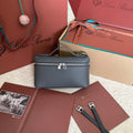 LORO PIANA EXTRA POCKET L19 IN BLACK GRAINED CALFSKIN WITH SILVER HARDWARE