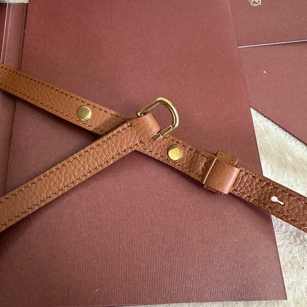 LORO PIANA EXTRA POCKET L19 IN BRONZE BROWN GRAINED CALFSKIN WITH GOLD HARDWARE