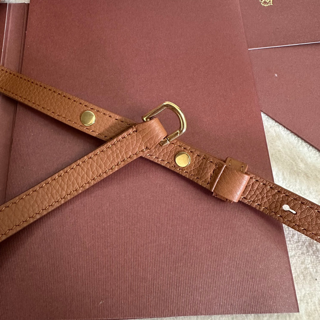 LORO PIANA EXTRA POCKET L19 IN BRONZE BROWN GRAINED CALFSKIN WITH GOLD HARDWARE