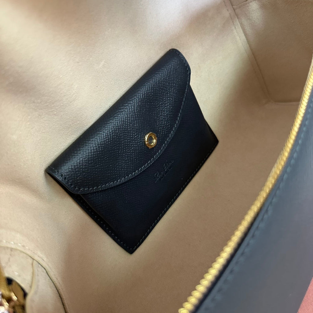 LORO PIANA EXTRA BAG L27 IN BLACK GRAINED CALFSKIN WITH GOLD HARDWARE
