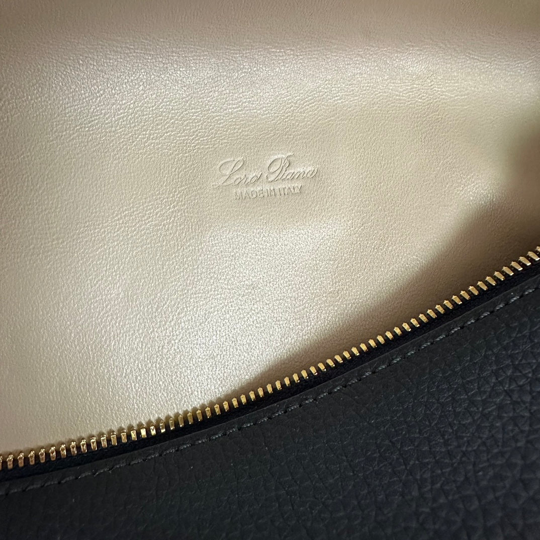 LORO PIANA EXTRA POCKET BACKPACK L23.5 IN DARK BLUE CALFSKIN WITH GOLD HARDWARE