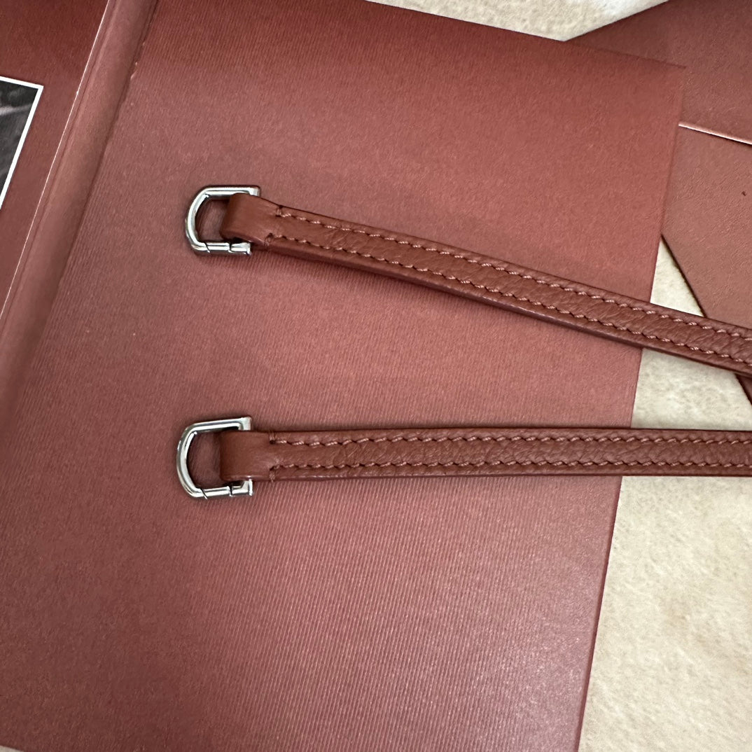 LORO PIANA EXTRA POCKET BACKPACK L23.5 IN BRONZE BROWN CALFSKIN WITH SILVER HARDWARE