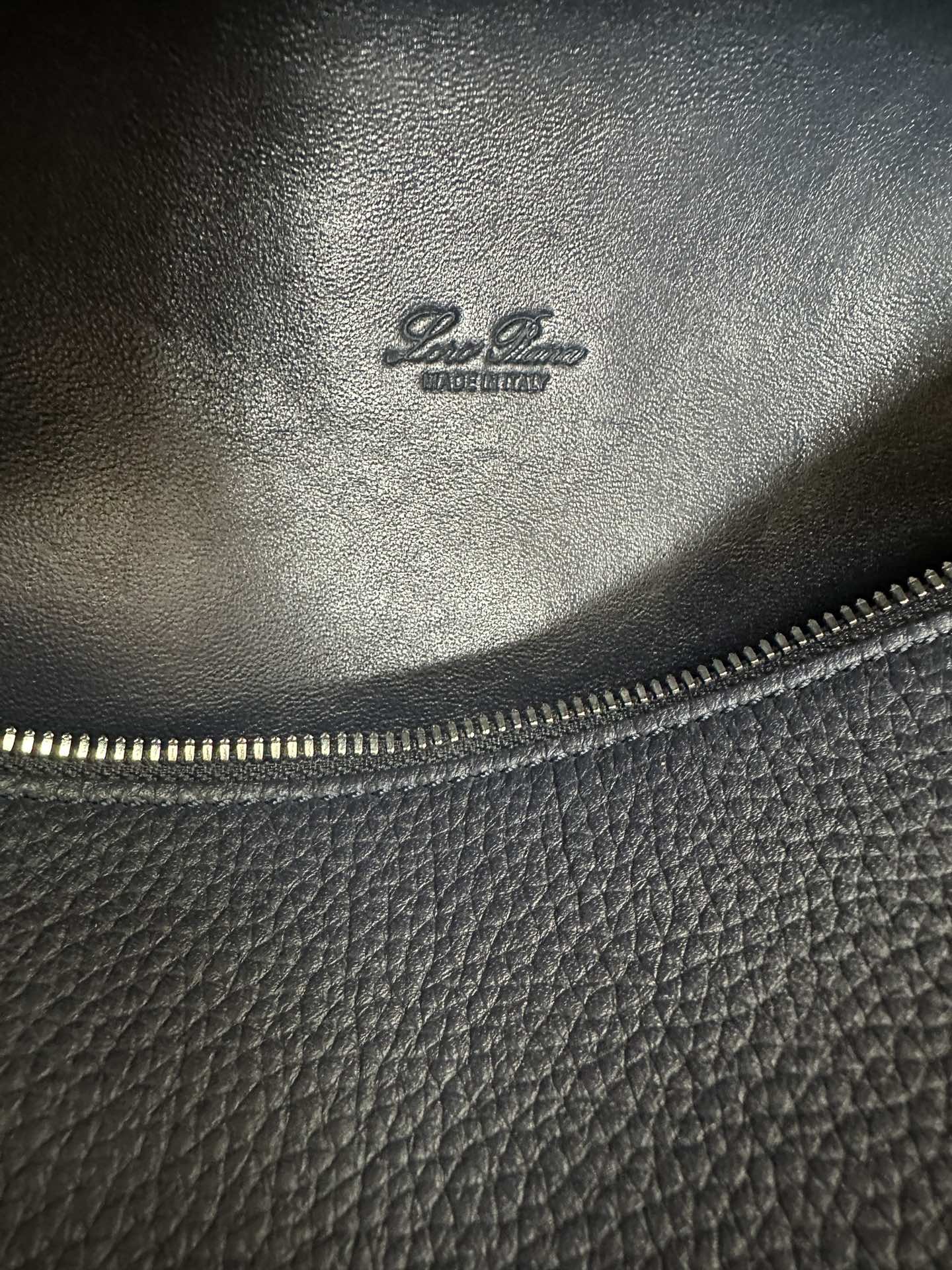 LORO PIANA EXTRA POCKET BACKPACK L23.5 IN NAVY BLUE CALFSKIN WITH SILVER HARDWARE