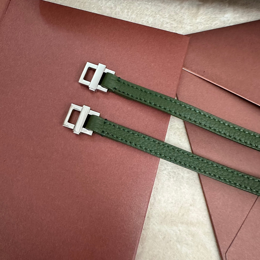 LORO PIANA EXTRA POCKET BACKPACK L23.5 IN PINE GREEN CALFSKIN WITH SILVER HARDWARE