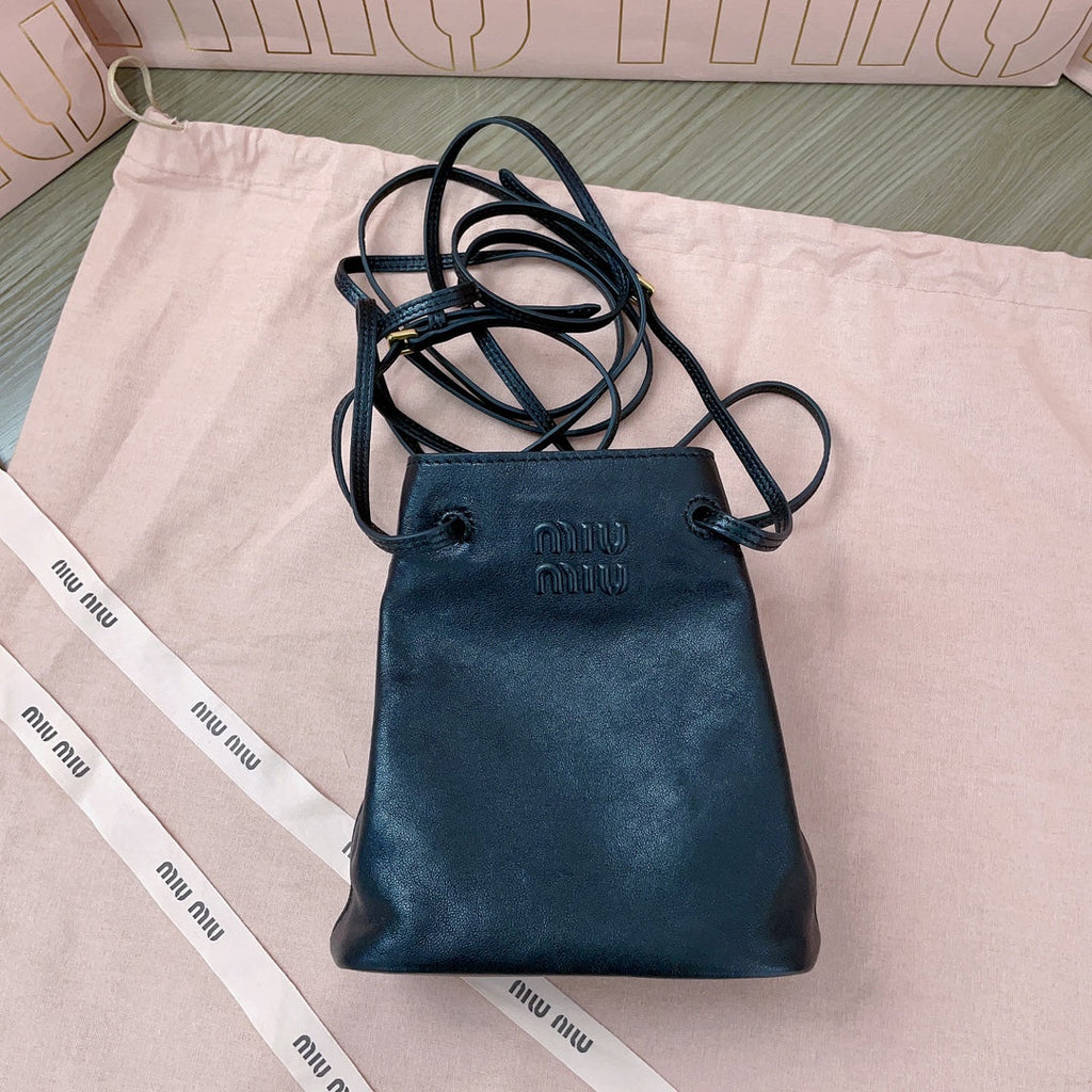 MIU MIU MINI BAG 17 IN BLACK SHINY CALFSKIN