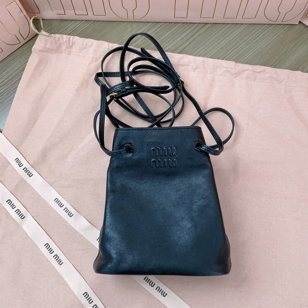 MIU MIU MINI BAG 17 IN BLACK SHINY CALFSKIN