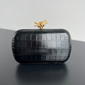 BOTTEGA VENETA KNOT 19 IN BLACK CROCODILE PATTERN CALFSKIN