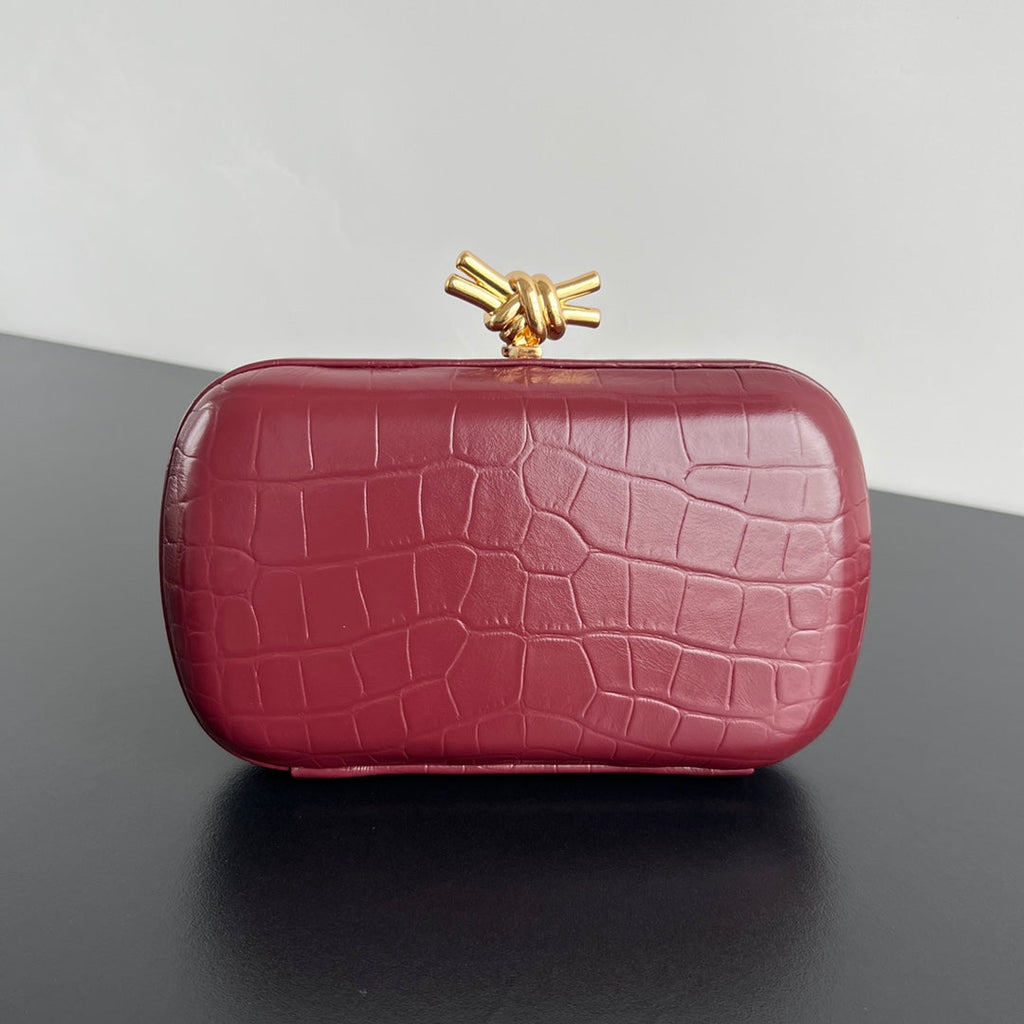 BOTTEGA VENETA KNOT 19 IN BURGUNDY RED CROCODILE PATTERN CALFSKIN