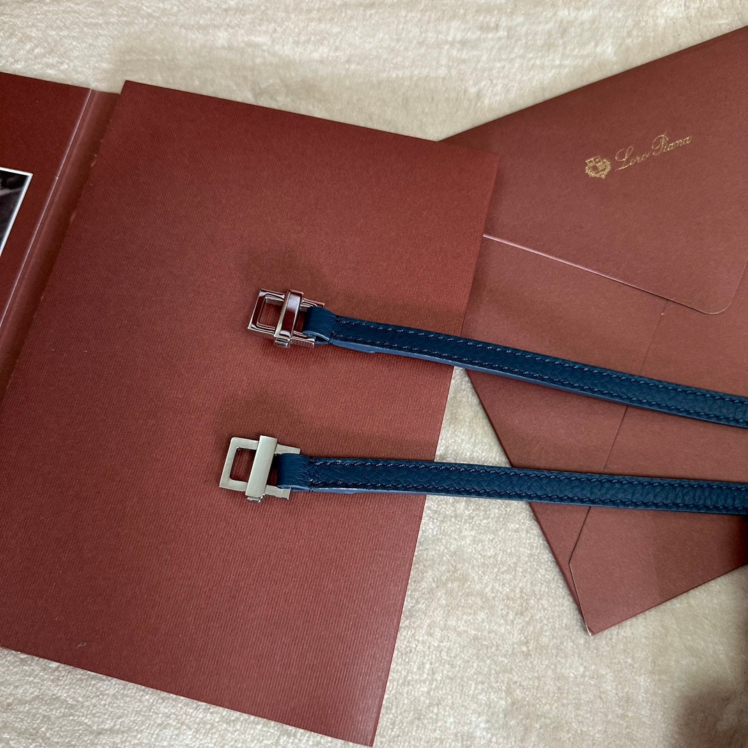 LORO PIANA EXTRA POCKET BACKPACK L23.5 IN CLASSIC BLUE CALFSKIN WITH SILVER HARDWARE