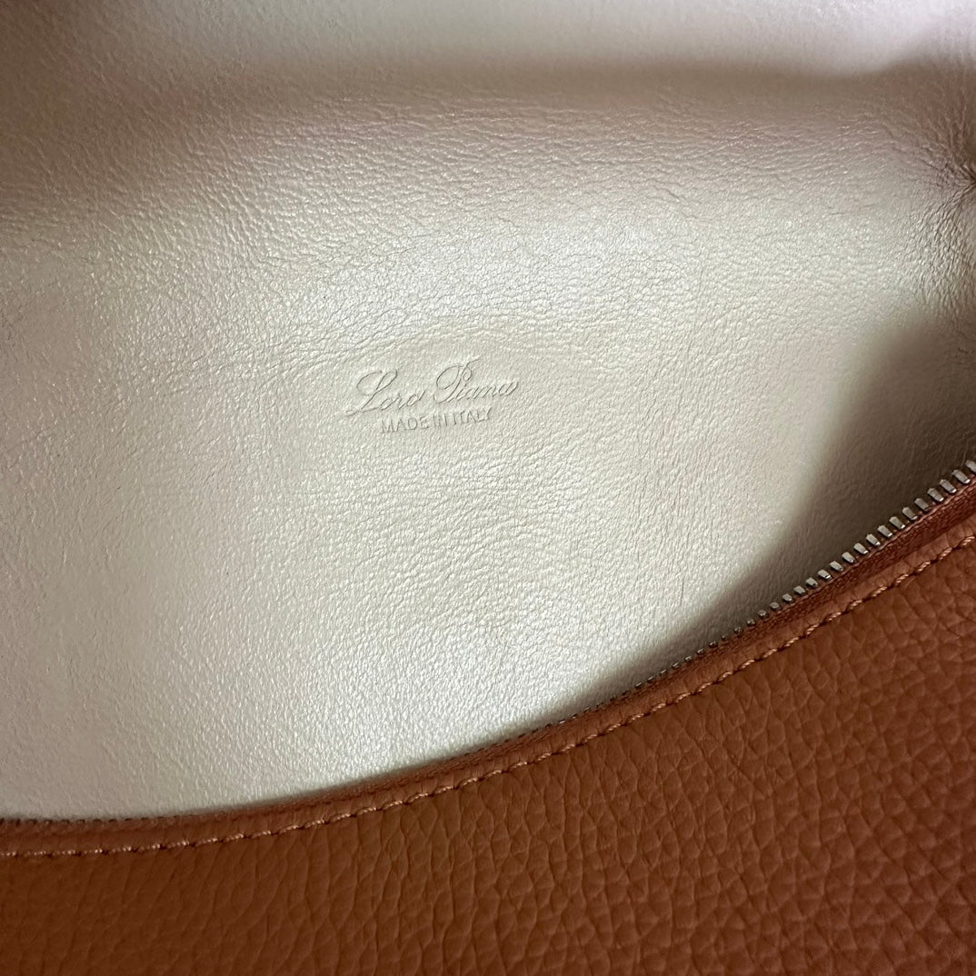 LORO PIANA EXTRA POCKET BACKPACK L23.5 IN GINGER ORANGE CALFSKIN WITH SILVER HARDWARE