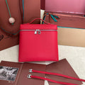LORO PIANA EXTRA POCKET BACKPACK L23.5 IN CHERRY RED CALFSKIN WITH SILVER HARDWARE