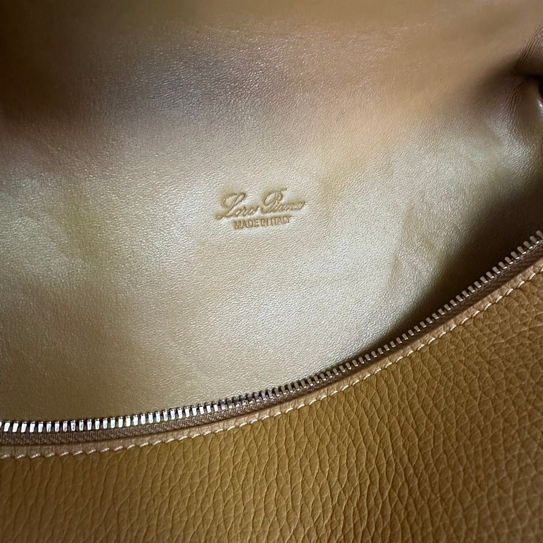 LORO PIANA EXTRA POCKET BACKPACK L23.5 IN CHOCOLATE BROWN CALFSKIN WITH SILVER HARDWARE