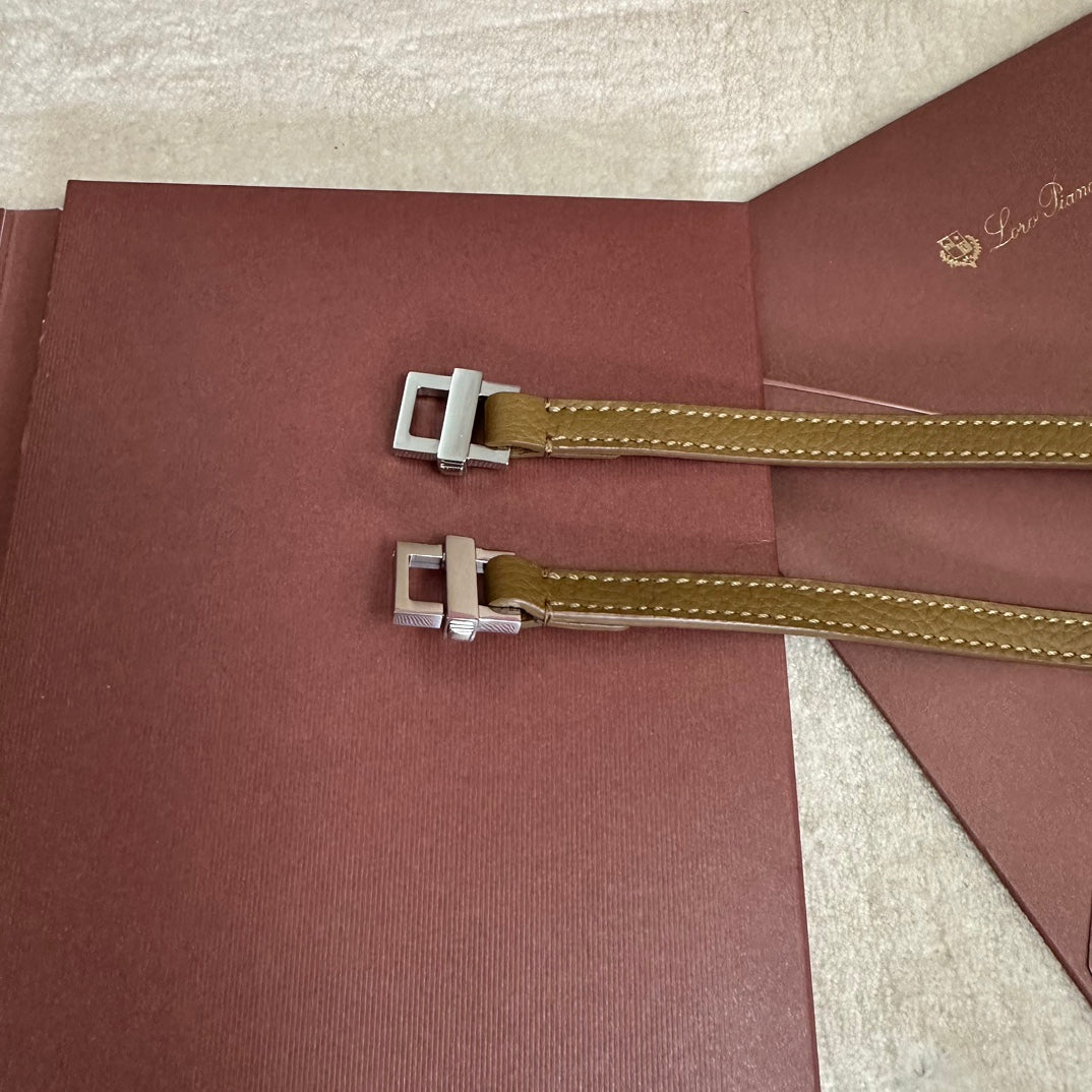 LORO PIANA EXTRA POCKET BACKPACK L23.5 IN CHOCOLATE BROWN CALFSKIN WITH SILVER HARDWARE