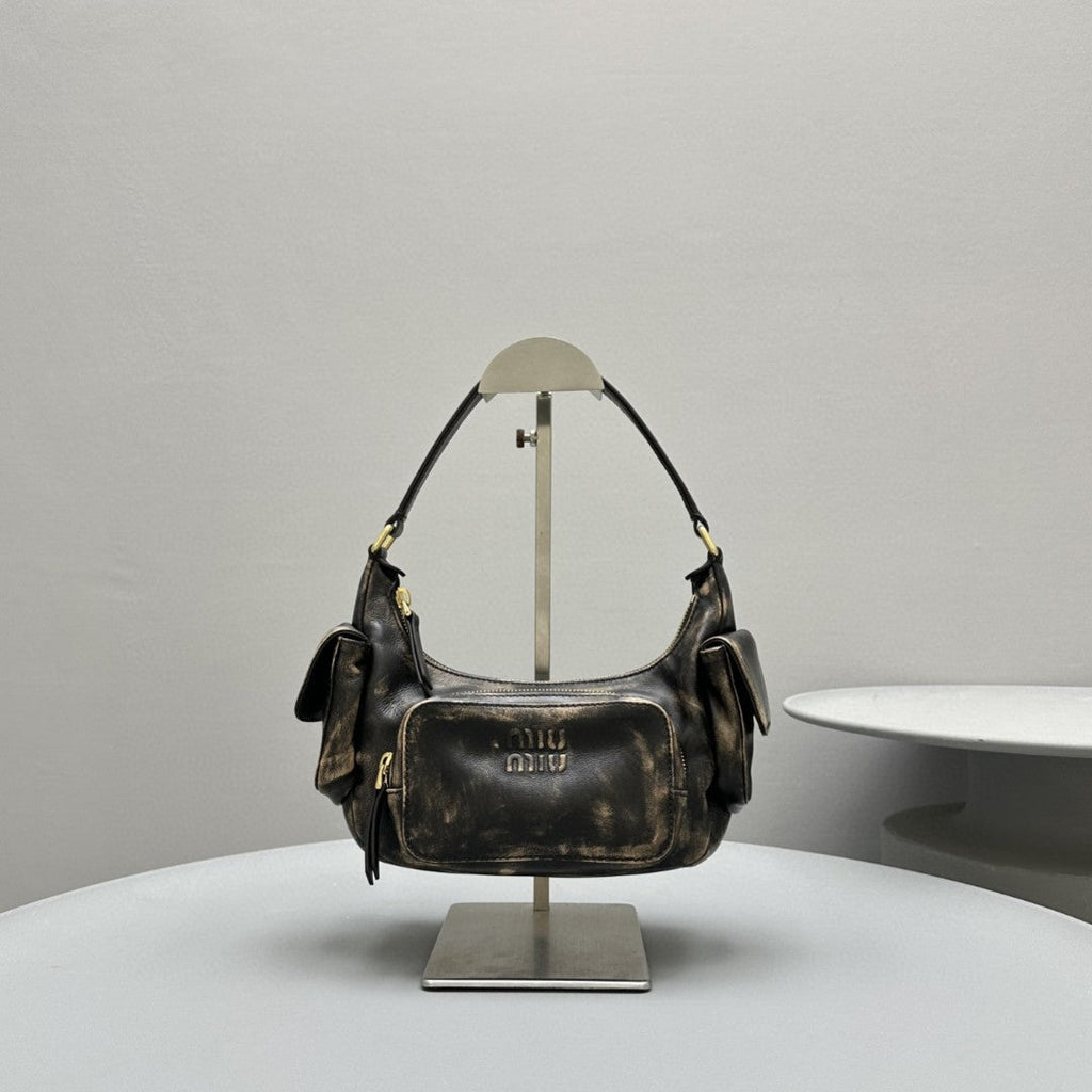 MIU MIU PUCKET BAG 21 IN MOCHA BROWN CALFSKIN