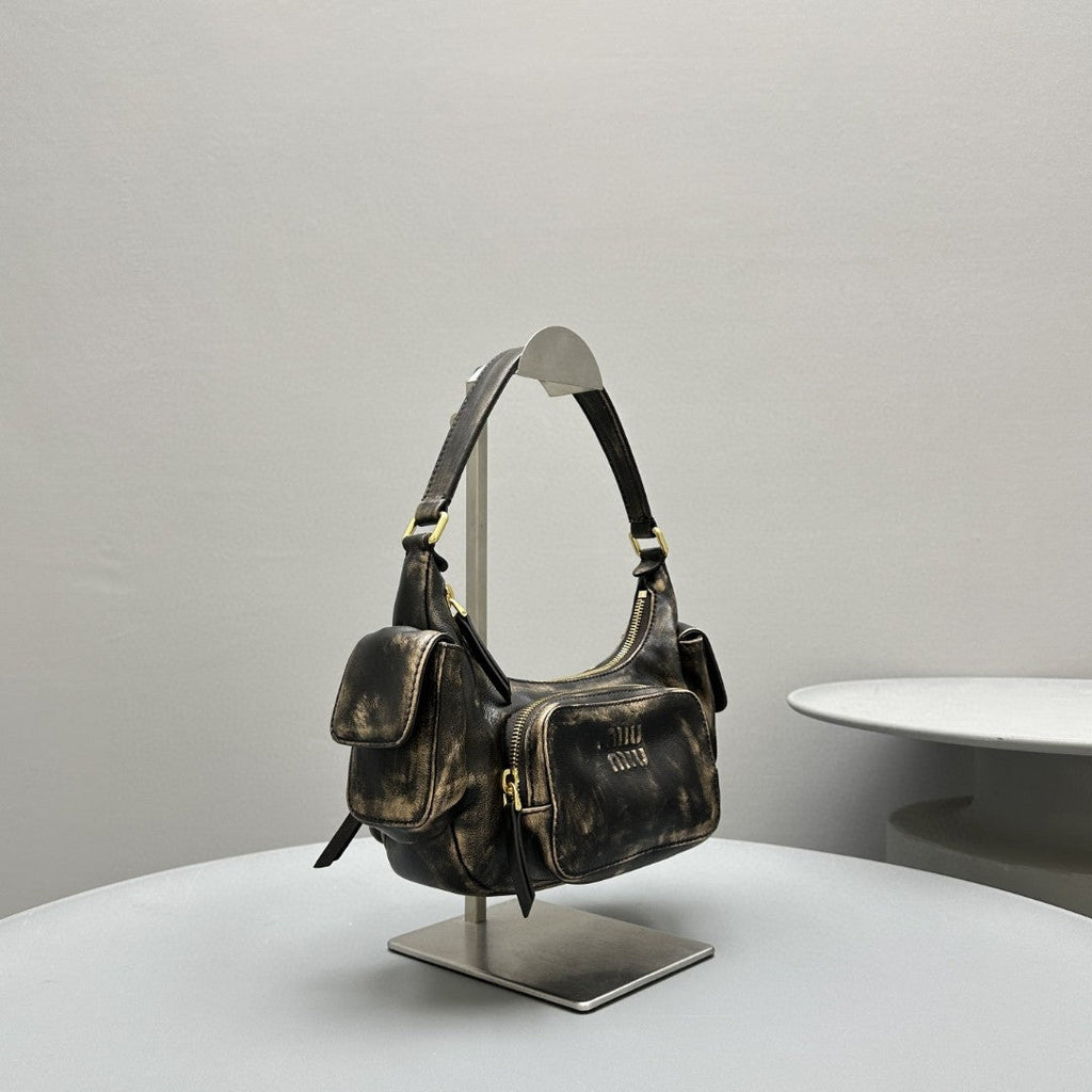 MIU MIU PUCKET BAG 21 IN MOCHA BROWN CALFSKIN
