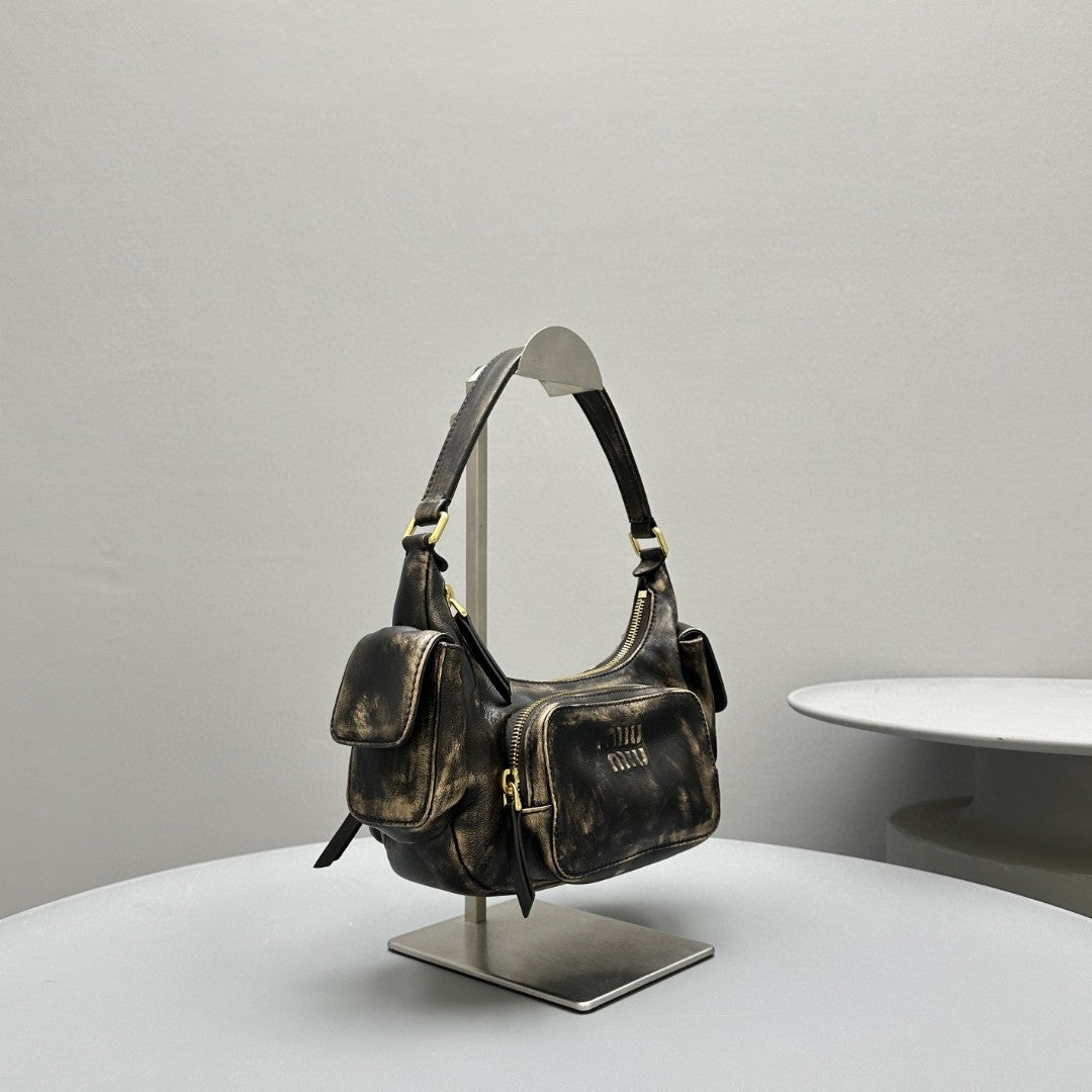 MIU MIU PUCKET BAG 21 IN MOCHA BROWN CALFSKIN