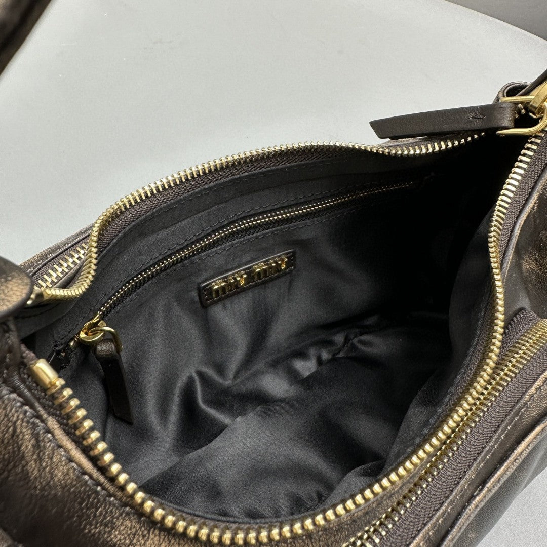 MIU MIU PUCKET BAG 21 IN MOCHA BROWN CALFSKIN