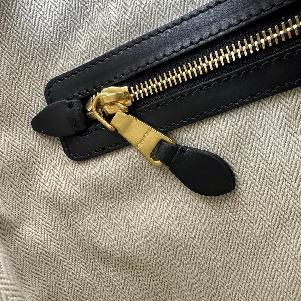 MIU MIU HOBO 40 TOTE IN PATCHWORK BLACK CALFSKIN